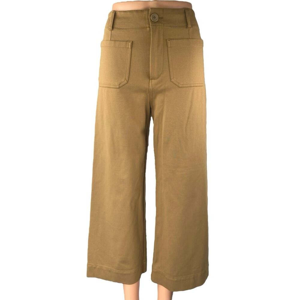 Jones & Co Women's Tan High Rise Baggy Palazzo Wide Leg Trousers Pants Size 4